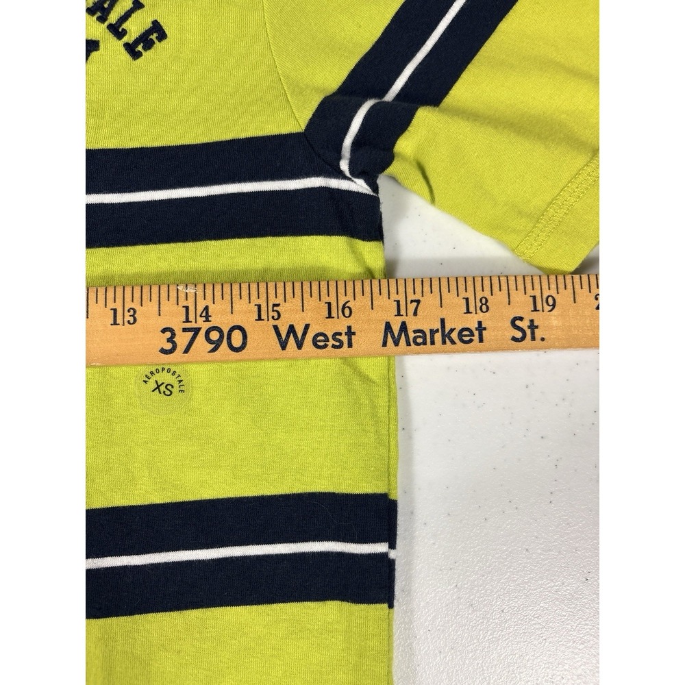 Vintage Aeropostale T Shirt Mens XS Lime Green Striped Short Sleeve Crewneck NEW - Picture 5 of 6
